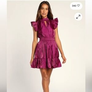 Lulu's Magenta Ruffle Mini Dress